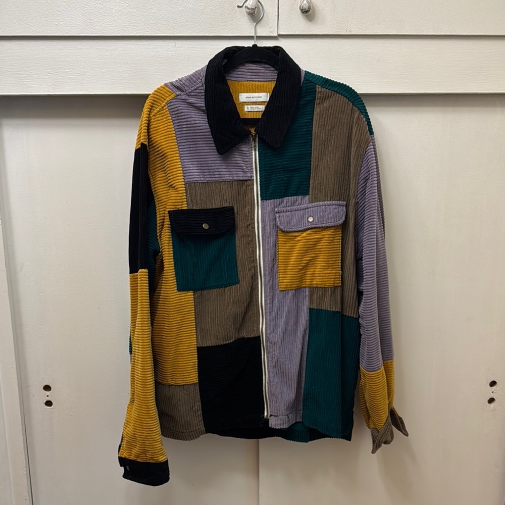 Urban Outfitters Yellow and Green Lightweight Patchwork Jacket